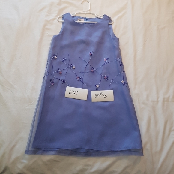 Talbots Kids girls size 8 light blue sheer top lined dress EUC - Picture 1 of 5